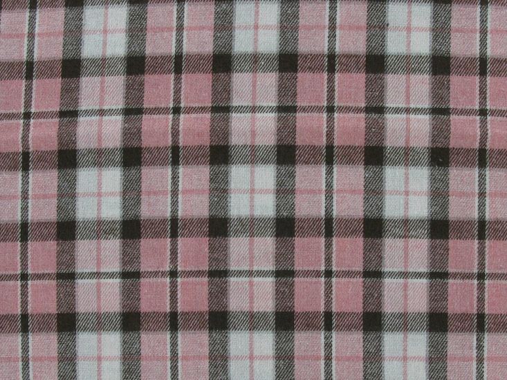 Soft Brushed Polyviscose Blend Tartan, Pink