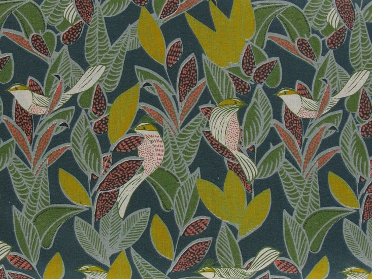 Songbird Canopy Cotton Print, Teal