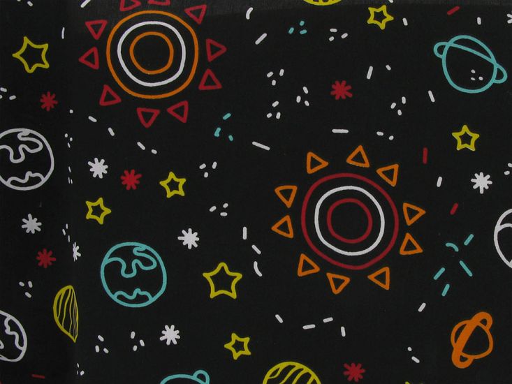 Space Polycotton Print, Black