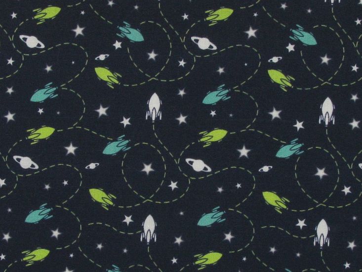 Space Rocket Ramble Cotton Print