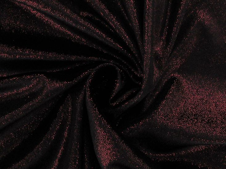 Spandex Stretch Foil Glitter Velour, Red