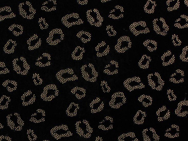 Spandex Stretch Velour, Leopard, Gold
