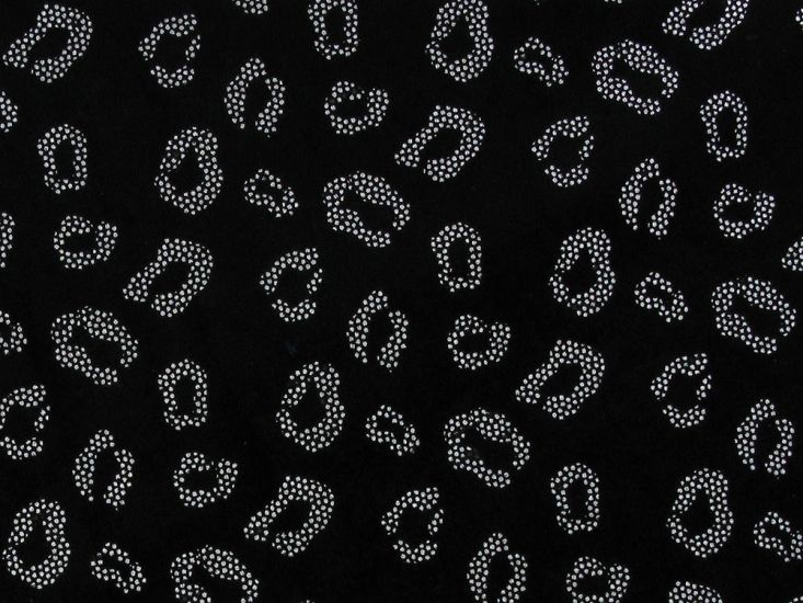 Spandex Stretch Velour, Leopard, Silver