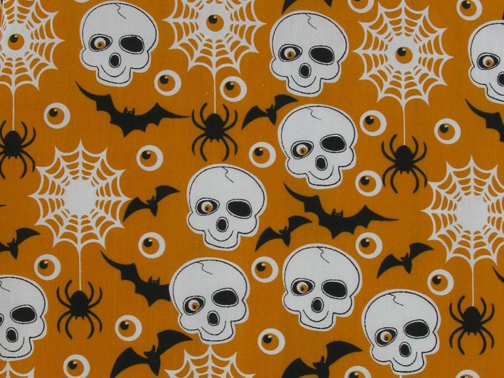 Spooky Eyes Polycotton Print, Orange