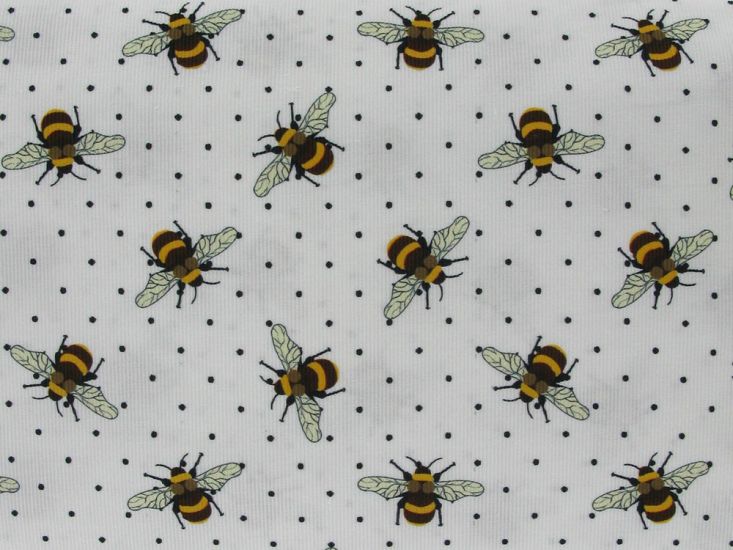 Spotted Bees Printed Cotton Needlecord, Ivory