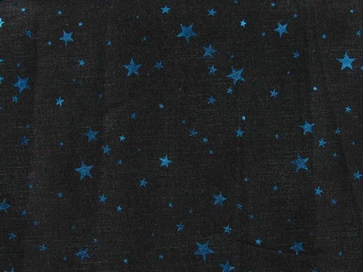 Star Light Foil Denim Print, Black