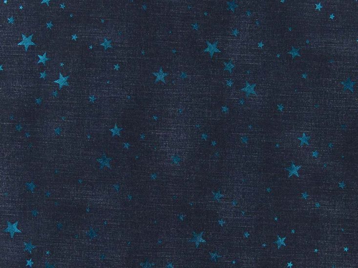 Star Light Foil Denim Print, Navy