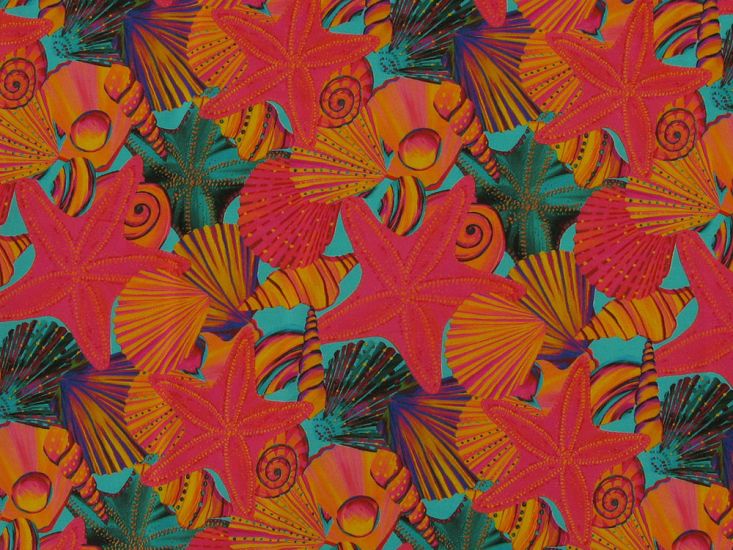 Starfish Parade Viscose Challis Print, Multi