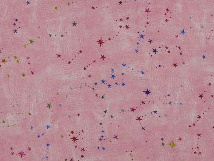 Starry Night Embossed Printed Chambray, Pink