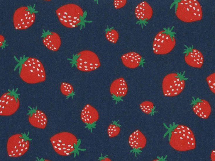 Strawberry Boost Polycotton Print, Navy