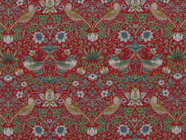 Strawberry Thief Cotton Jersey Print, Crimson