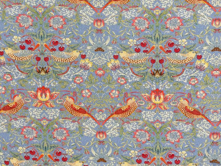 Strawberry Thief Cotton Print, Azure