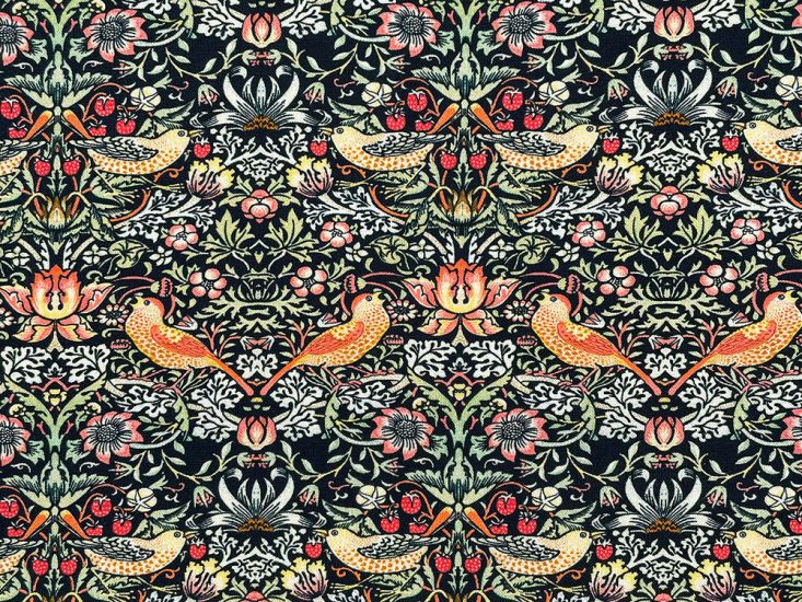 Strawberry Thief Cotton Print, Ebony