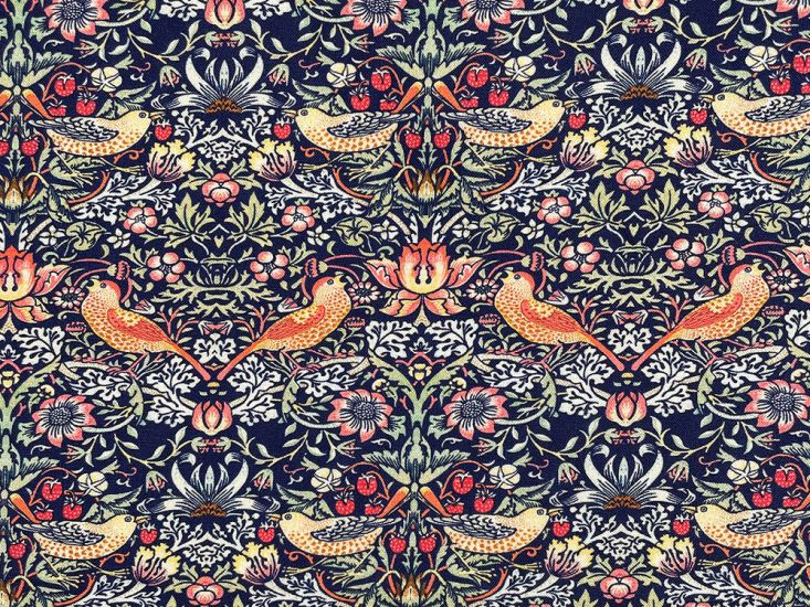 Strawberry Thief Cotton Print, Navy