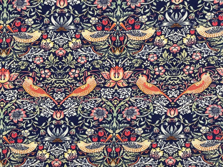 Strawberry Thief Cotton Print, Navy