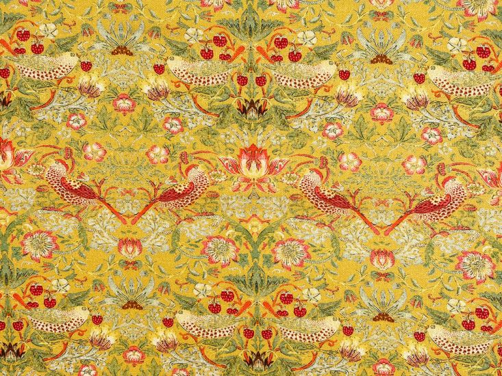 Strawberry Thief Cotton Print, Ochre