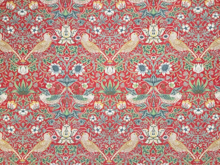 Strawberry Thief Linen Feel Print, Crimson