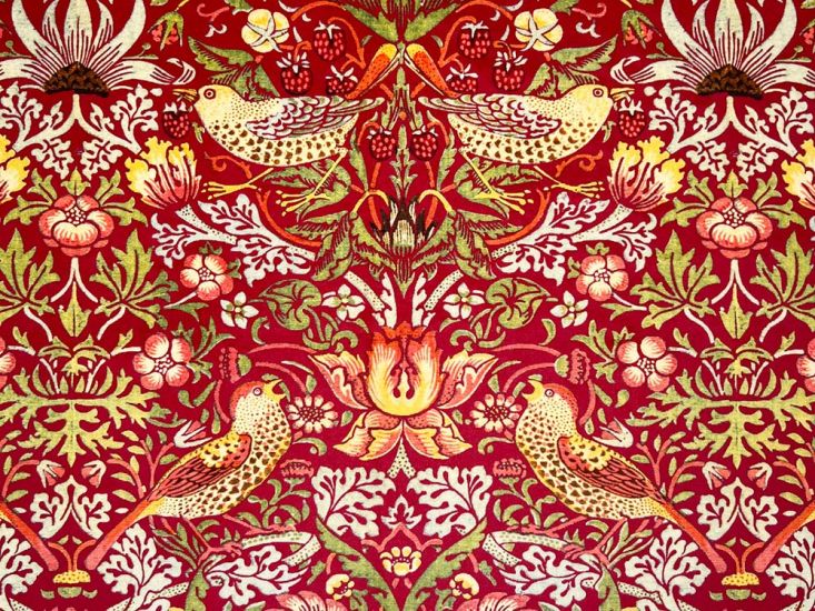 Strawberry Thief Printed Velvet, Wine