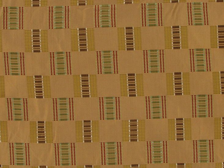 Stripe Check Silk Taffeta Satin Jacquard, Caramel