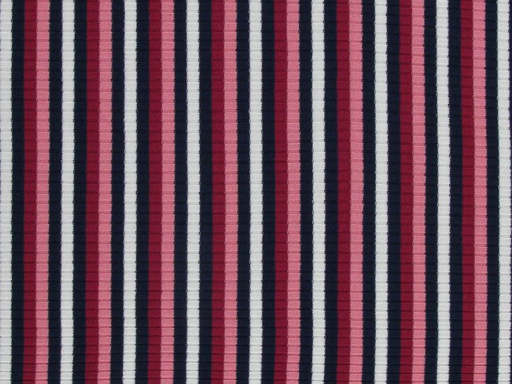 Stripe Viscose Ribbed Jersey Contrast, Pink