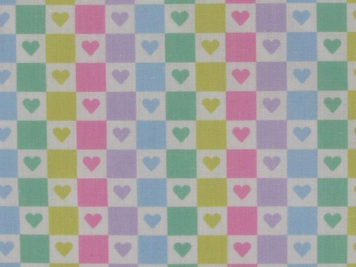 SweetHearts Check Polycotton Print