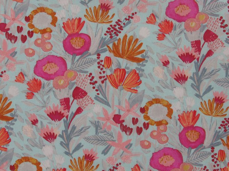 Taranto Floral Cotton Lawn Print, Sky