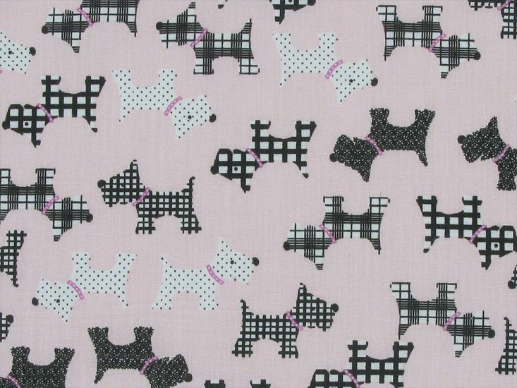 Terrier Collar Polycotton Print, Pink