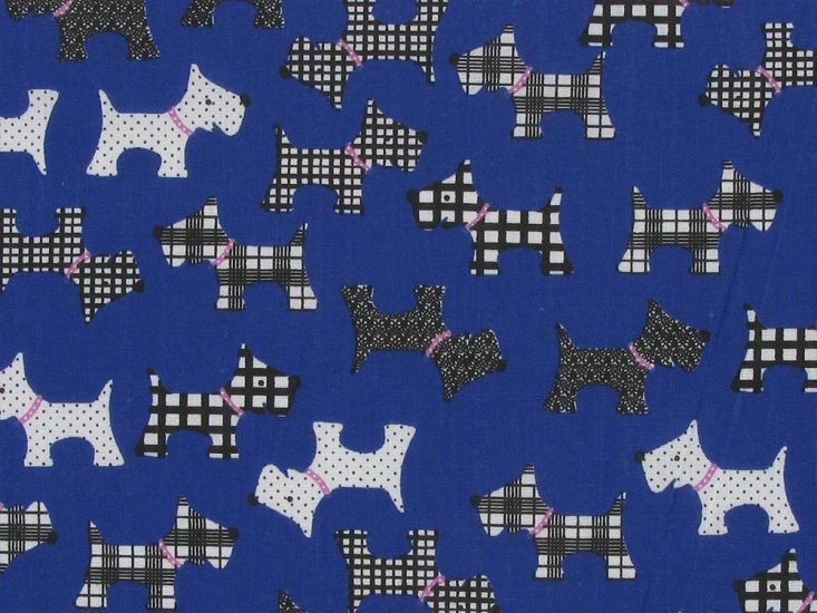 Terrier Collar Polycotton Print, Royal