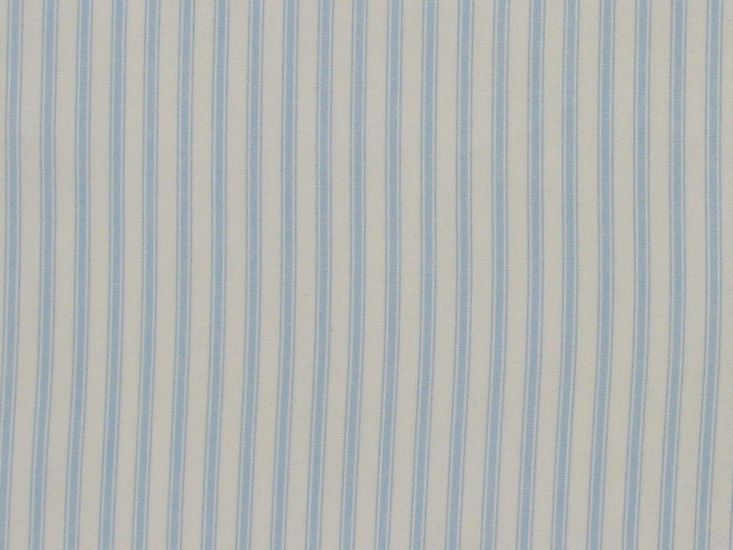 Ticking Stripe Cotton Poplin, Pale Blue