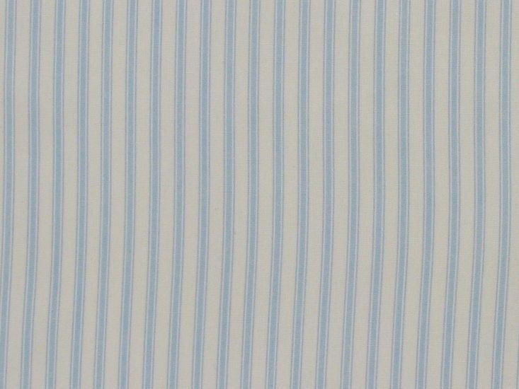 Ticking Stripe Cotton Poplin, Pale Blue