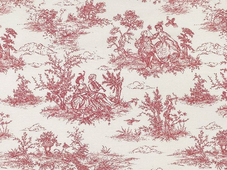 Toile de Jouy Cotton Rich Panama Canvas, Red