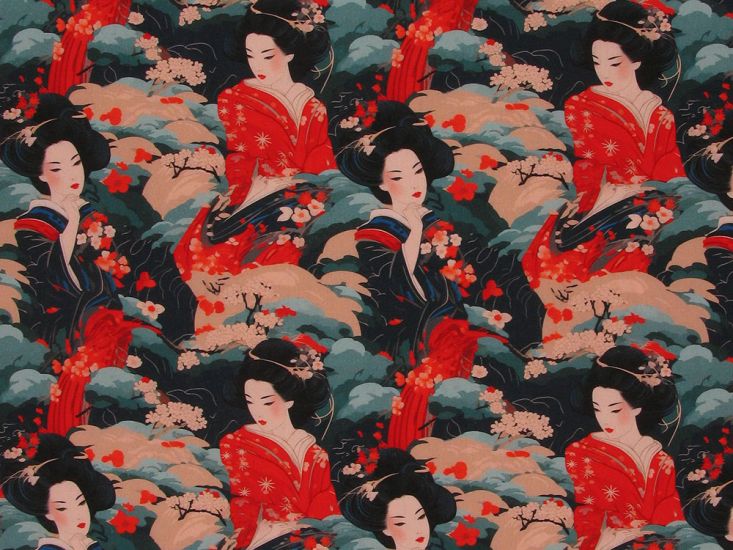 Tokaido Cotton Poplin Print, Kimono Whispers