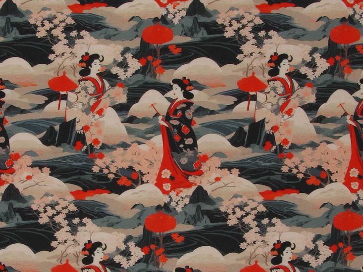 Tokaido Cotton Poplin Print, Sakura Blossoms