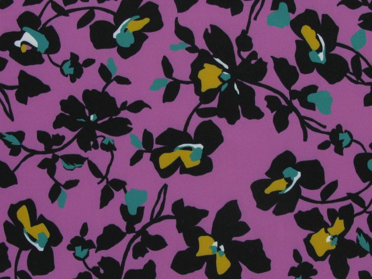 Floral Silhouette Stretch Scuba, Pink