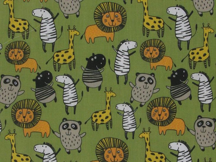 Tropical Jungle Polycotton Print, Olive