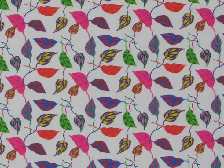 Tropical Nightfall Printed Crystal Crepe, White