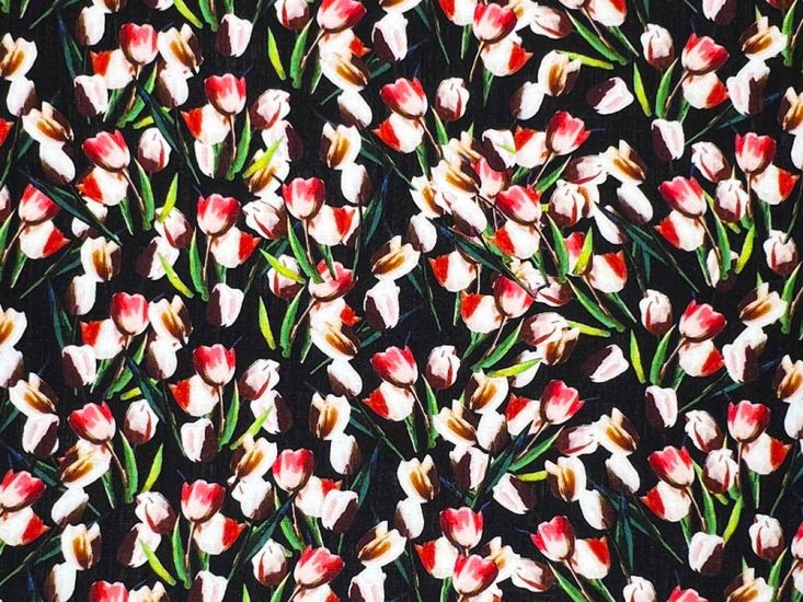 Tulip Bunches Printed Linen Blend