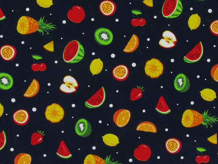 Tutti Fruiti Cotton Poplin Print, Navy