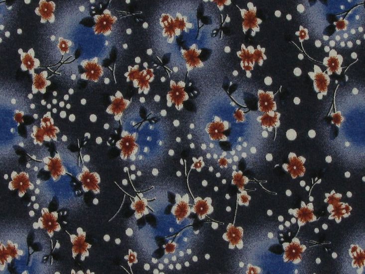 Twilight Blossom Drift Viscose Print, Blue