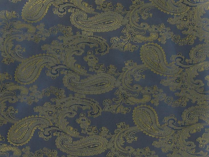 Two Tone Jacquard Paisley Lining, Blue and Gold