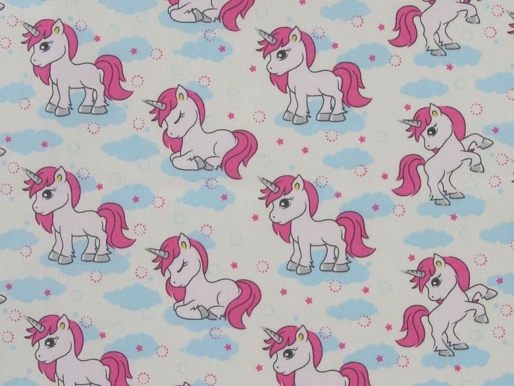 Unicorn Dreams Cotton Poplin  Print, Ivory