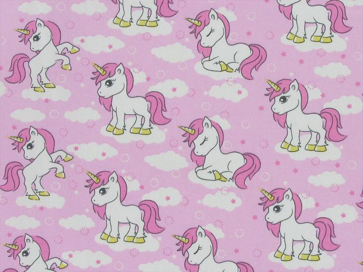 Unicorn Dreams Cotton Poplin  Print, Pink