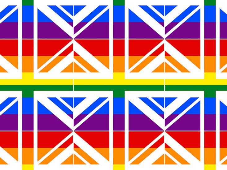 Union Jack Allover Cotton Panama, Bright Rainbow