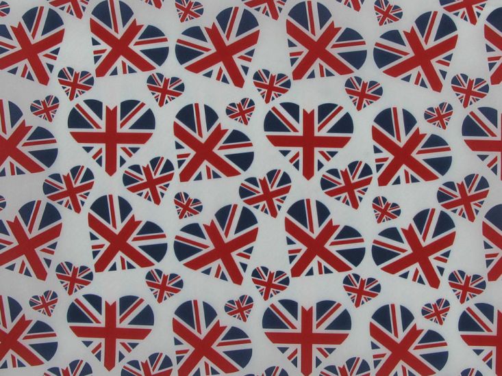 Union Jack Hearts Polyester Lining