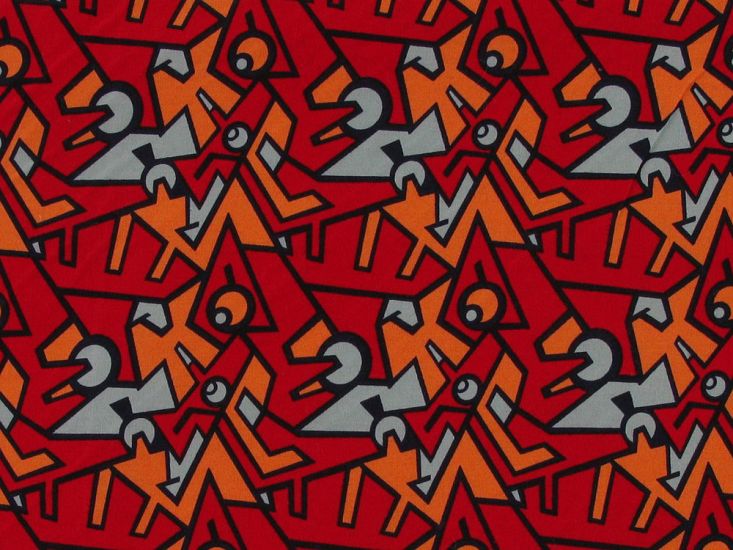 Urban Jigsaw Cotton Poplin Print, Red