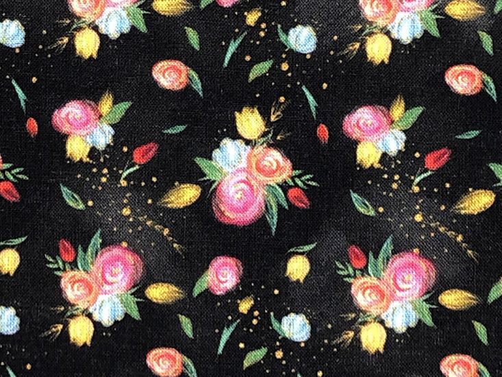 Sew Time Cotton Print, Florals, Dark