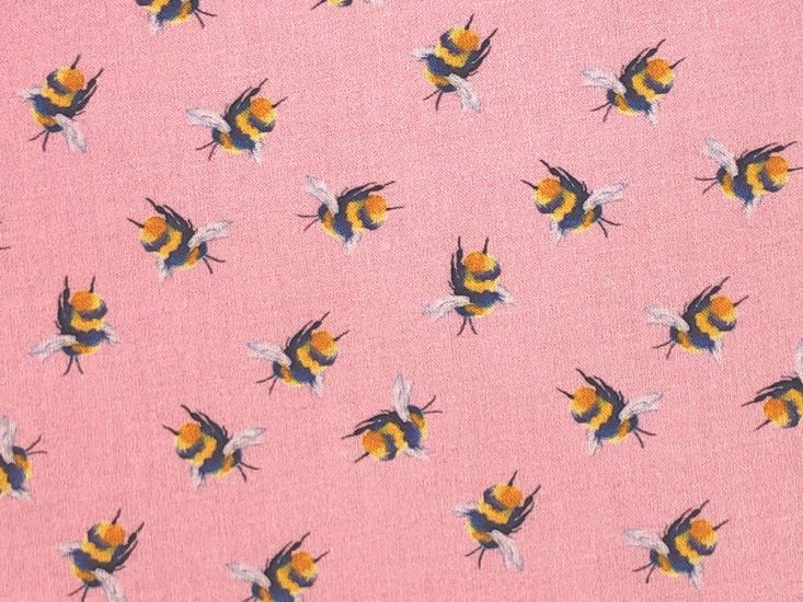 Craft Collection Cotton Print, Bumble Bee, Candy Pink