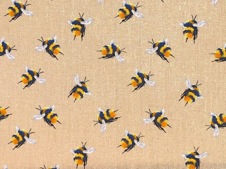 Craft Collection Cotton Print, Bumble Bee, Beige