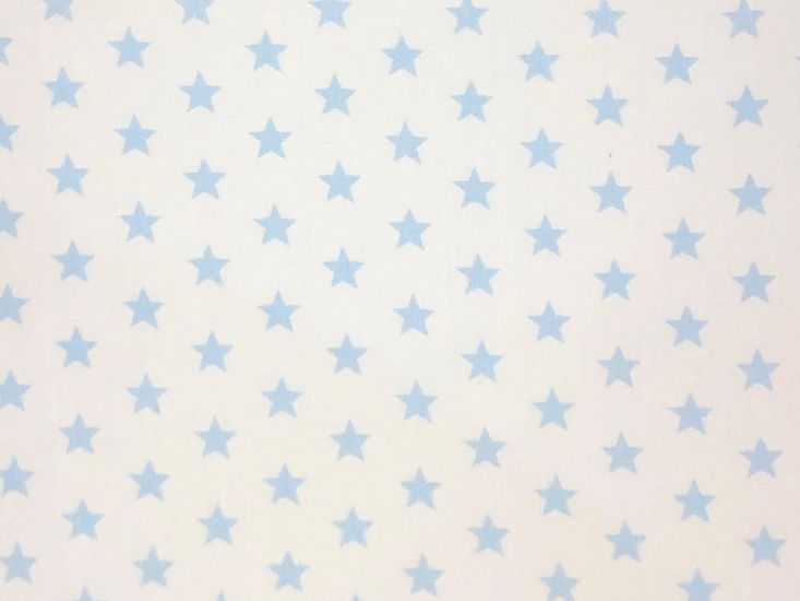 Craft Collection Cotton Print, Small Coloured Star, Light Blue