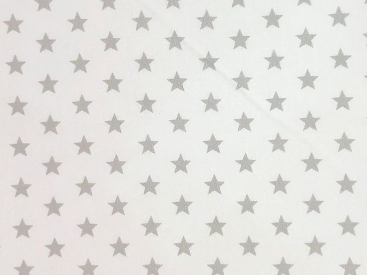 Craft Collection Cotton Print, Small Coloured Star, Silver
